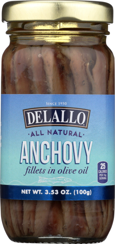 DELALLO: Anchovy Filet Olive Oil, 3.53 oz - No Brand For Less 
