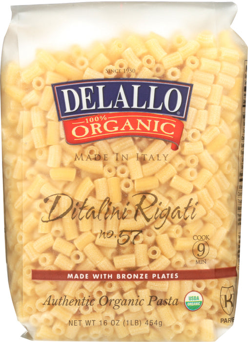 DELALLO: Organic Ditalini Rigati No. 57 Pasta, 16 oz