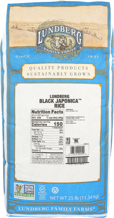 LUNDBERG: Black Japonica Rice, 25 lb