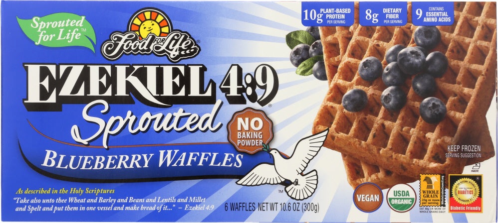 FOOD FOR LIFE: Ezekiel 4:9 Sprouted Blueberry Waffles, 10.60 oz