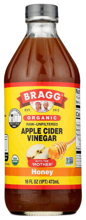 BRAGG: Organic Honey Apple Cider Vinegar, 16 oz