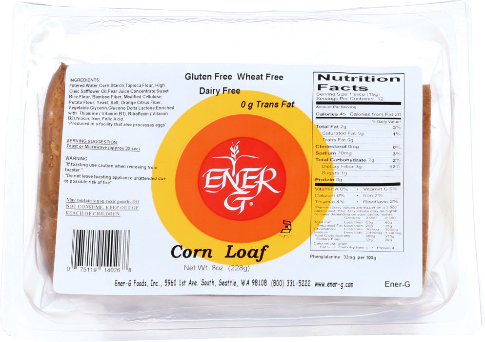ENER G FOODS: Bread Loaf Light Corn, 8 oz
