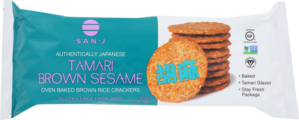 SAN J: Tamari Brown Sesame Crackers, 3.7 oz