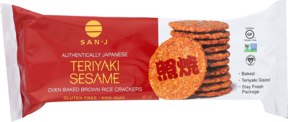 SAN J: Teriyaki Sesame Brown Rice Crackers, 3.6 oz