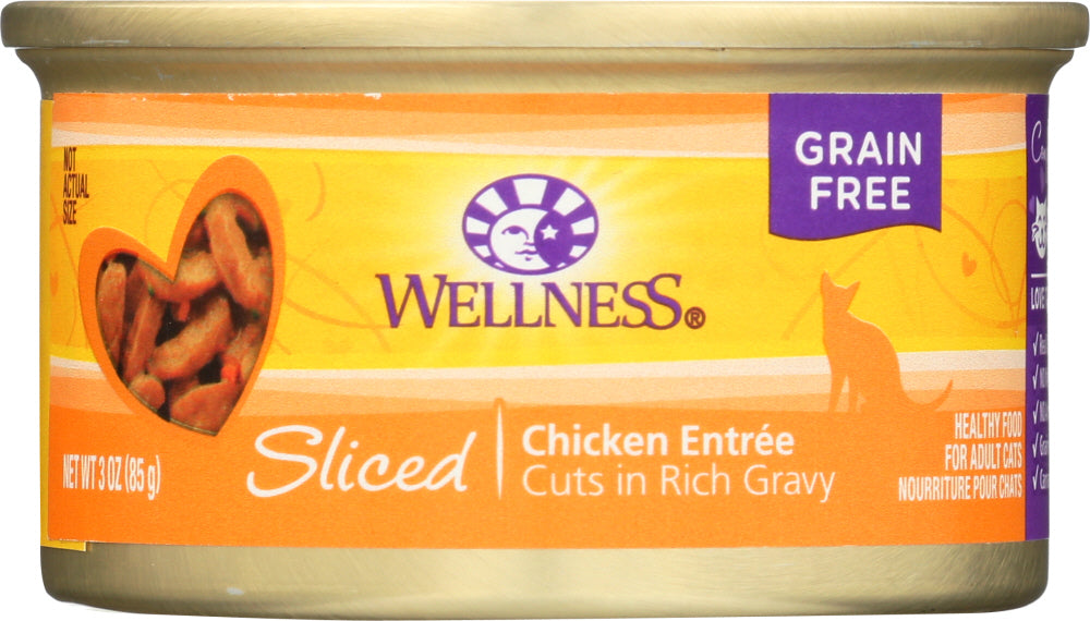 WELLNESS: Cat Food Can Sliced Chicken, 3 oz