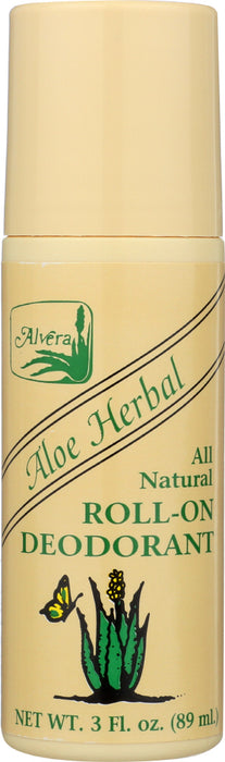 ALVERA: All Natural Roll-On Deodorant Aloe Herbal, 3 oz