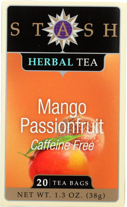 STASH TEA: Mango Passionfruit Herbal Tea Caffeine Free 20 Tea Bags, 1.3 oz