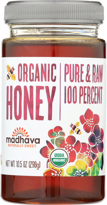 MADHAVA HONEY: Organic Pure and Raw Honey, 10.5 oz