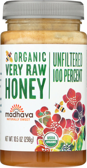 MADHAVA HONEY: Organic Very Raw Honey, 10.5 oz