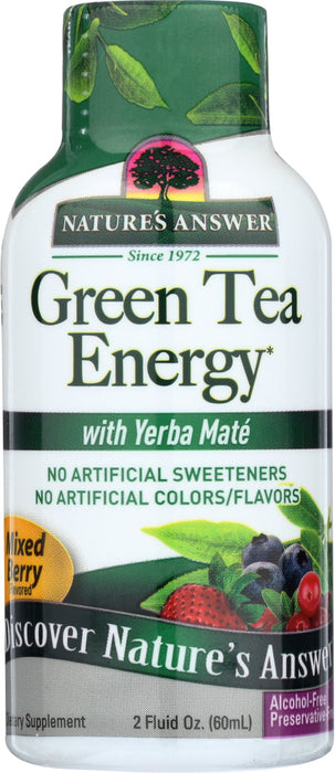 NATURE'S ANSWER: Green Tea Energy with Yerba Mate Mixed Berry Flavor, 2 Oz