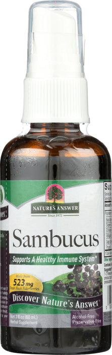 NATURE'S ANSWER: Sambucus Black Elder Berry Extract Spray Alcohol-Free, 2 oz