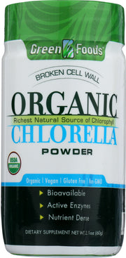 GREEN FOODS: Organic Chlorella Powder, 2.1 oz - No Brand For Less