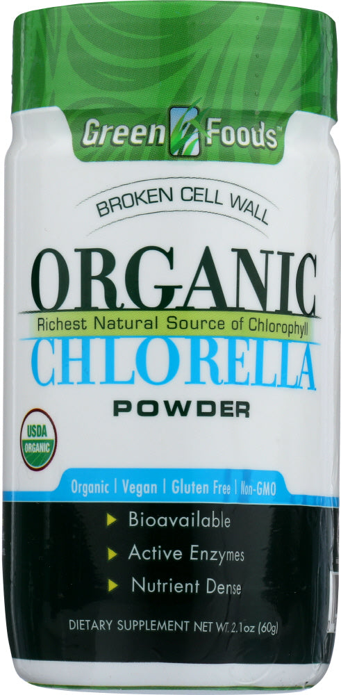 GREEN FOODS: Organic Chlorella Powder, 2.1 oz - No Brand For Less