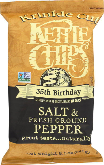 KETTLE BRAND: Salt And Fresh Ground Pepper Krinkle Cut Potato Chips, 8.5 oz