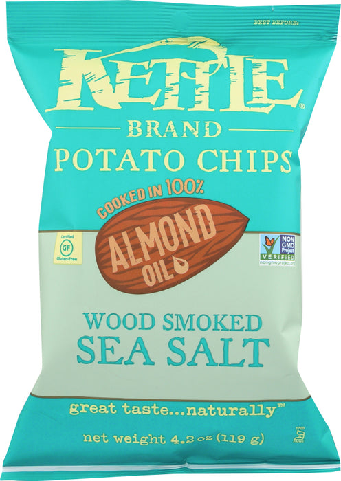 KETTLE BRAND: Almond Oil Potato Chips Wood Smoked Sea Salt, 4.2 oz