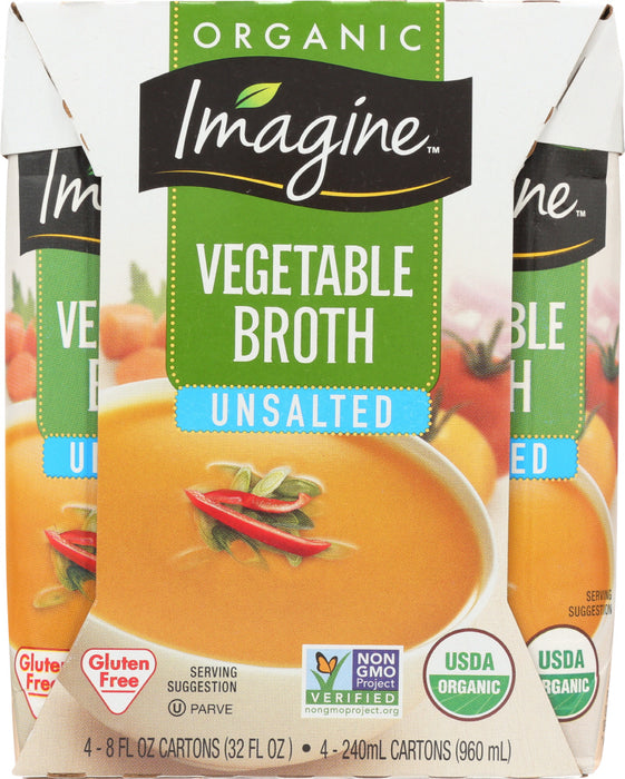 IMAGINE: Unsalted Vegetable Broth Organic 4-8 fl oz, 32 fl oz