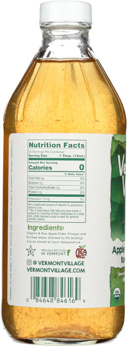 VERMONT VILLAGE: Raw & Organic Apple Cider Vinegar, 16 oz