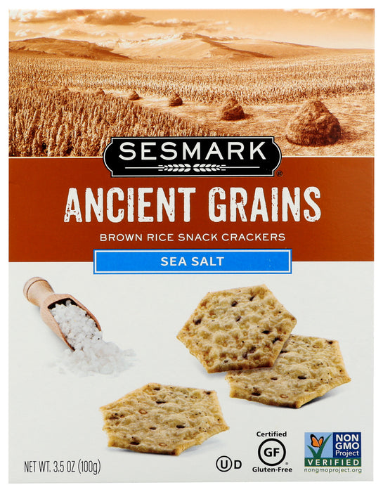 SESMARK: Ancient Grains Sea Salt Brown Rice Snack Crackers, 3.5 oz
