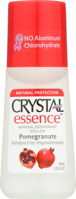 CRYSTAL ESSENCE: Mineral Deodorant Roll-On Pomegranate, 2.25 oz - No Brand For Less 