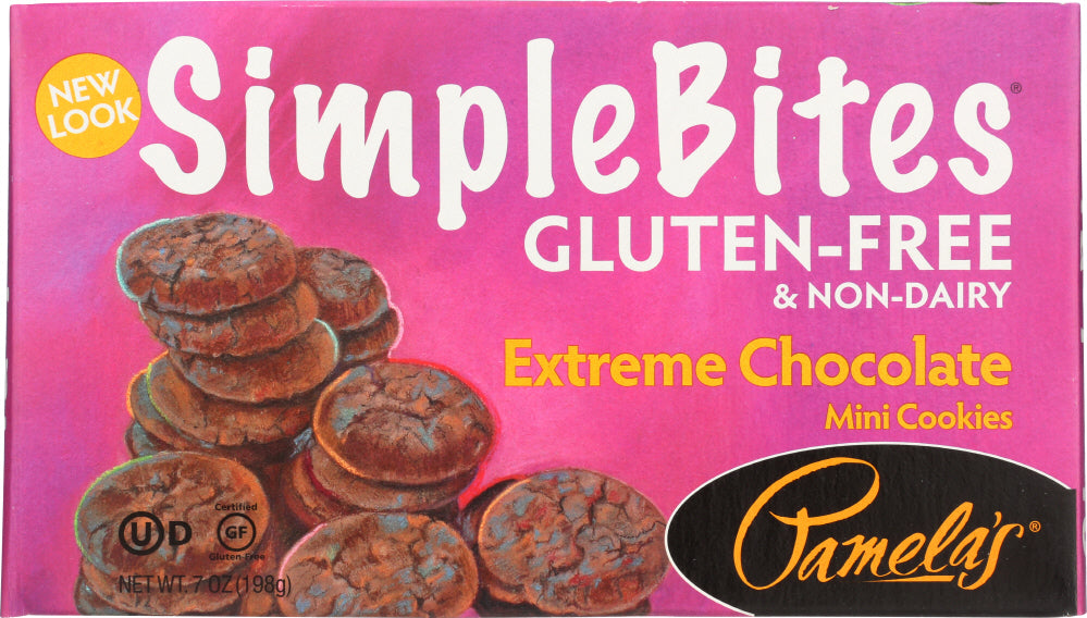 PAMELAS: Extreme Chocolate SimpleBites Mini Cookies Gluten Free, 7 oz