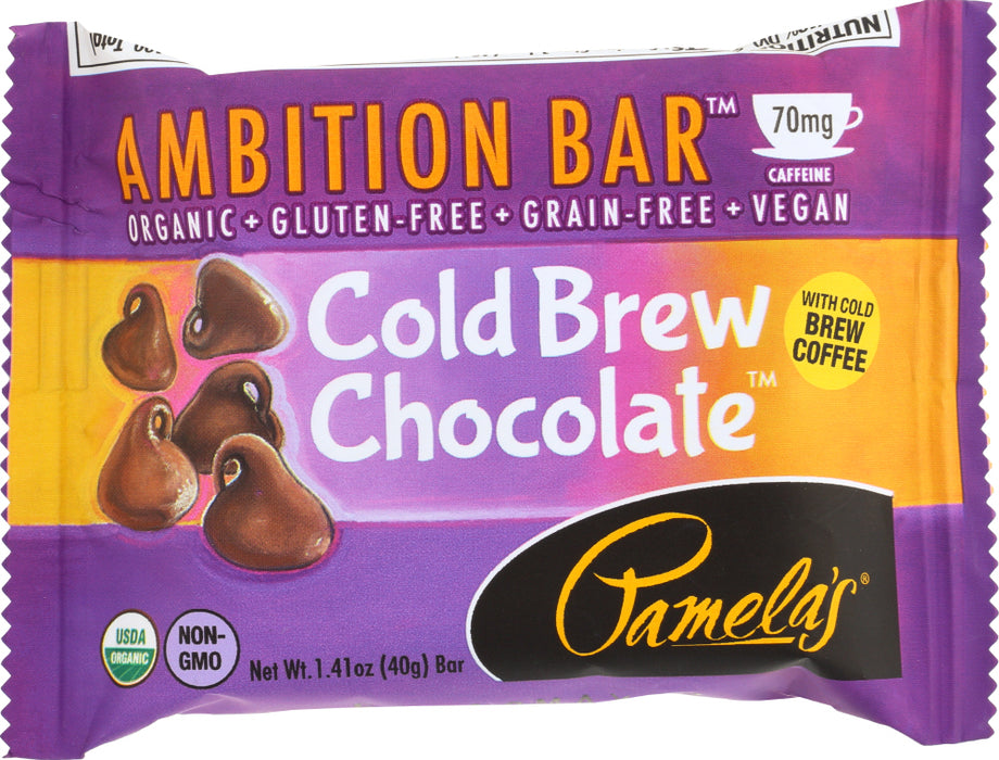 PAMELAS: Cold Brew Chocolate Ambition Bar, 1.41 Oz