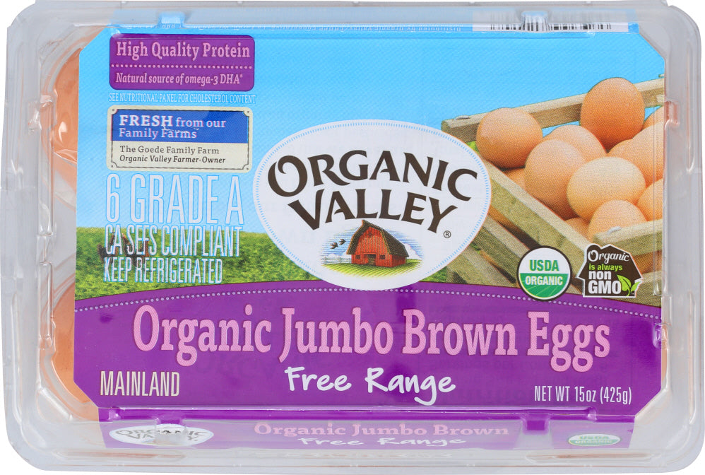 ORGANIC VALLEY: Jumbo Brown Eggs, 15 oz