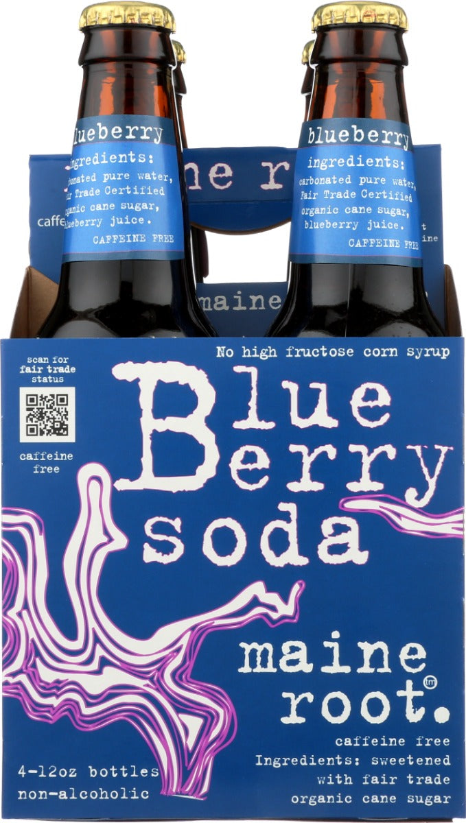 MAINE ROOT: Blueberry Soda 4 Pack, 48 fl oz