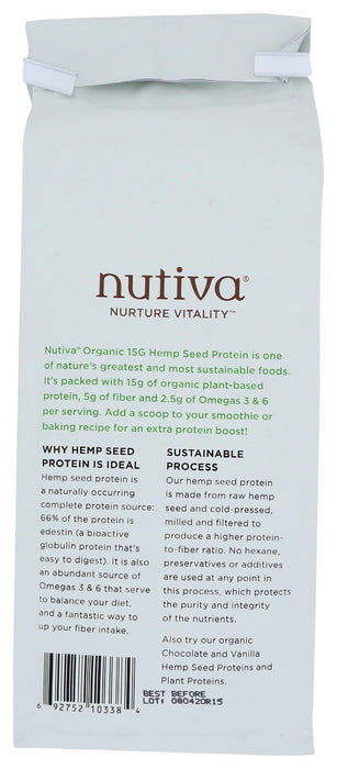 NUTIVA: Hemp Protein 15G, 30 oz