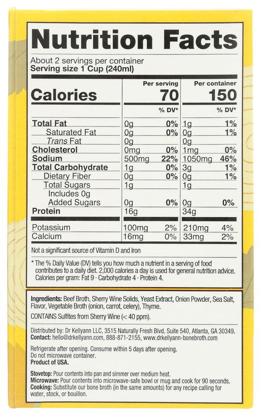 DR. KELLYANN: Broth Bone French Onion, 16.9 fo - No Brand For Less 