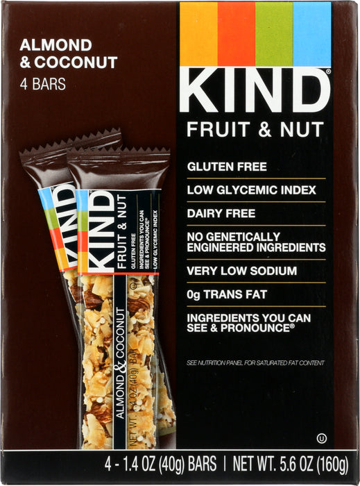 KIND: Bar 4 Pack Almond and Coconut, 5.6 oz
