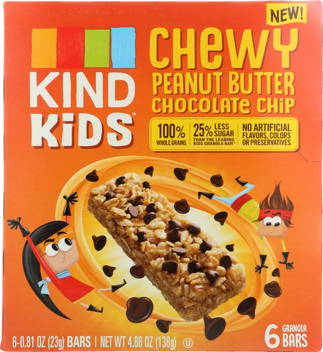 KIND: Kids Bar Chewy Peanut Butter Chocolate Chip 6 Bars, 4.86 oz