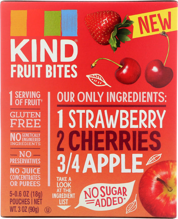 KIND: Fruit Bites Strawberry Cherry Apple 5 Pouches, 1 bx