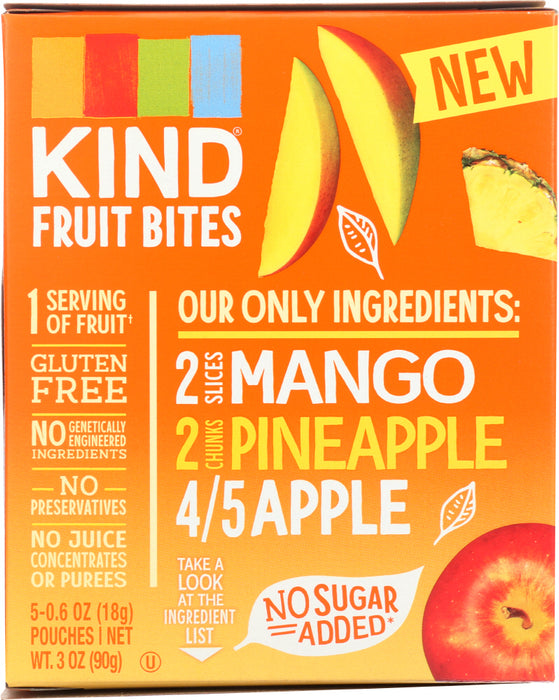 KIND: Fruit Bites Mango Pineapple Apple 5 Pouches, 1 bx