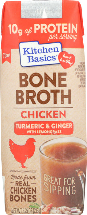 KITCHEN BASICS: Turmeric And Ginger With Lemongrass Chicken Bone Broth, 8.25 oz
