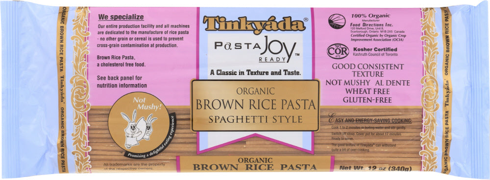 TINKYADA: Organic Brown Rice Pasta Spaghetti Style, 12 oz