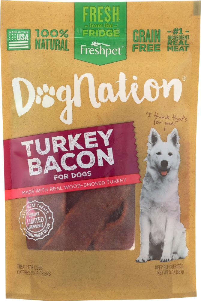 DOGNATION: Dog Treat Turkey Bacon NF, 3 oz - No Brand For Less