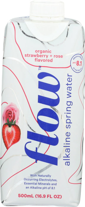 FLOW WATER: Water Alkaline Strawberry Rose, 16.9 oz