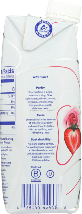FLOW WATER: Water Alkaline Strawberry Rose, 16.9 oz