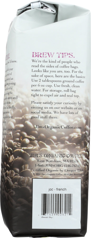 JIMS ORGANIC COFFEE: Organic French Roast Whole Bean Coffee, 11 oz