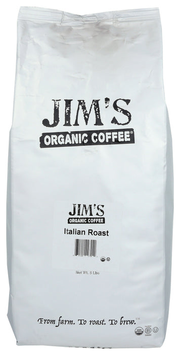 JIMS ORGANIC COFFEE: Organic Italian Roast Whole Bean Coffee, 5 lb