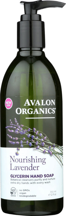 AVALON ORGANICS: Glycerin Liquid Hand Soap Lavender, 12 Oz