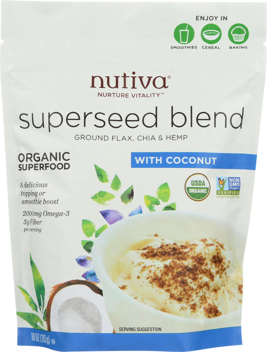 NUTIVA: Organic Superseed Blend Ground Flax Chia and Hemp, 10 oz