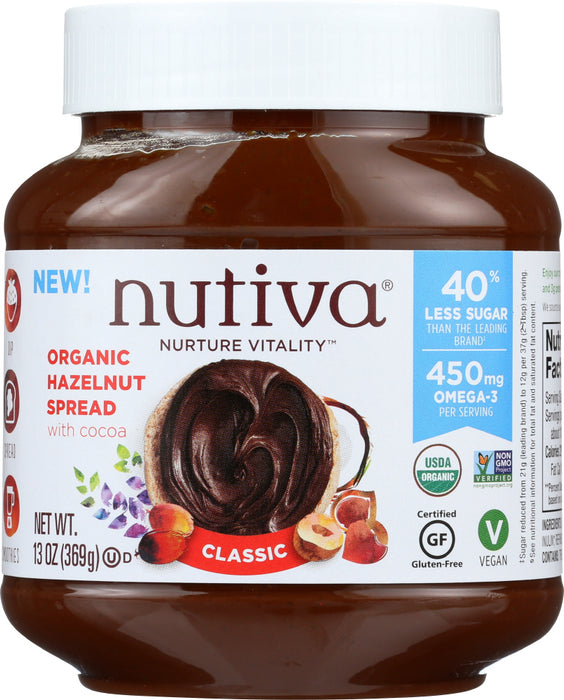 NUTIVA: Organic Hazelnut Spread Classic, 13 oz