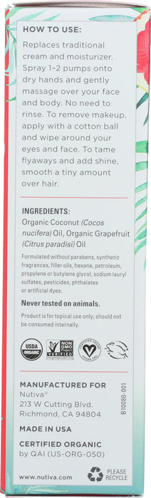 NUTIVA: Organic Coconut Body Oil Grapefruit, 3.4 oz