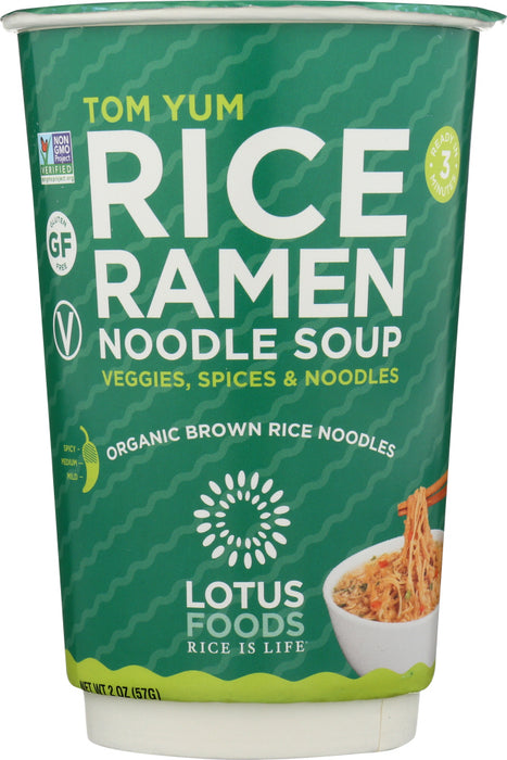 LOTUS FOODS: Tom Yum Rice Ramen Noodle Soup Cup, 2 oz