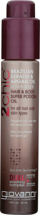 GIOVANNI COSMETICS: Ultra-Sleek Hair & Body Super Potion Brazilian Keratin & Argan Oil, 1.8 oz