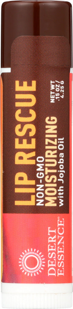 DESERT ESSENCE: Lip Rescue Moisturizing with Jojoba Oil, 0.15 oz - No Brand For Less 