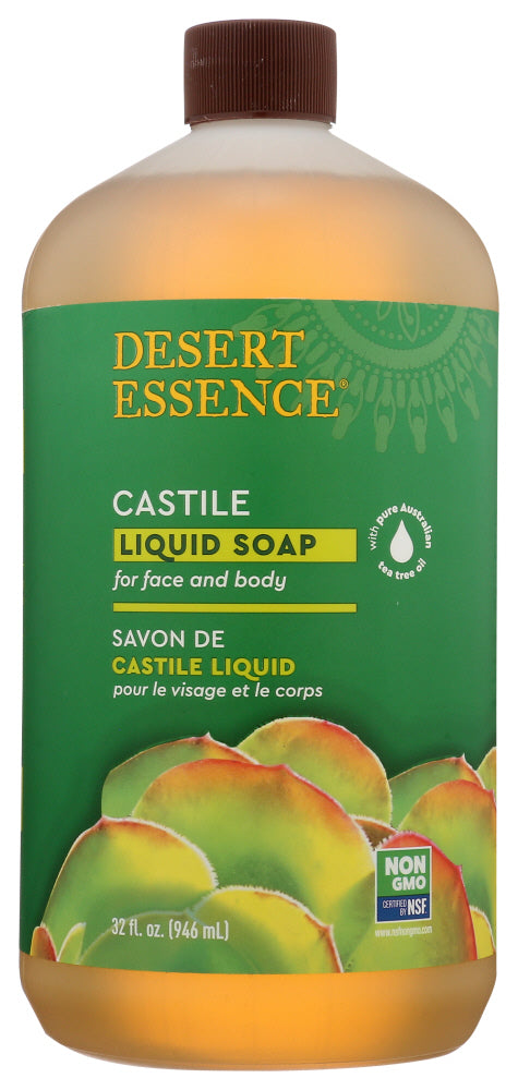 DESERT ESSENCE: Castile Liquid Soap with Eco-Harvest Tea Tree Oil, 32 oz - No Brand For Less 