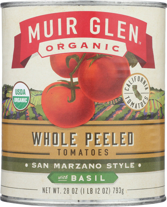 MUIR GLEN: Whole Peeled Tomatoes San Marzano Style With Basil, 28 oz