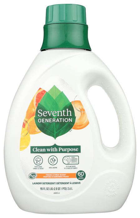 SEVENTH GENERATION: Liquid Laundry Fresh Citrus, 90 FO